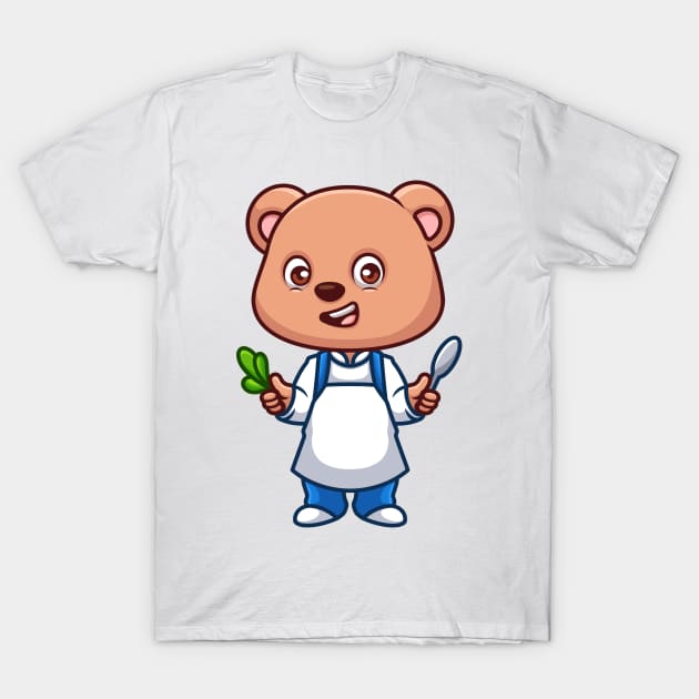 Chef Bear Cute Cartoon T-Shirt by GumregaStd